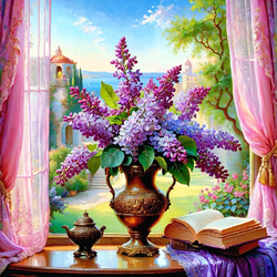 Пазл: Букет у окна