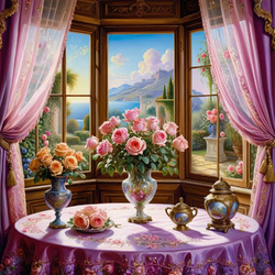 Пазл: Розы на веранде