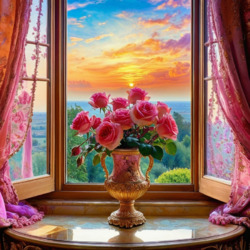 Пазл: Розы на закате