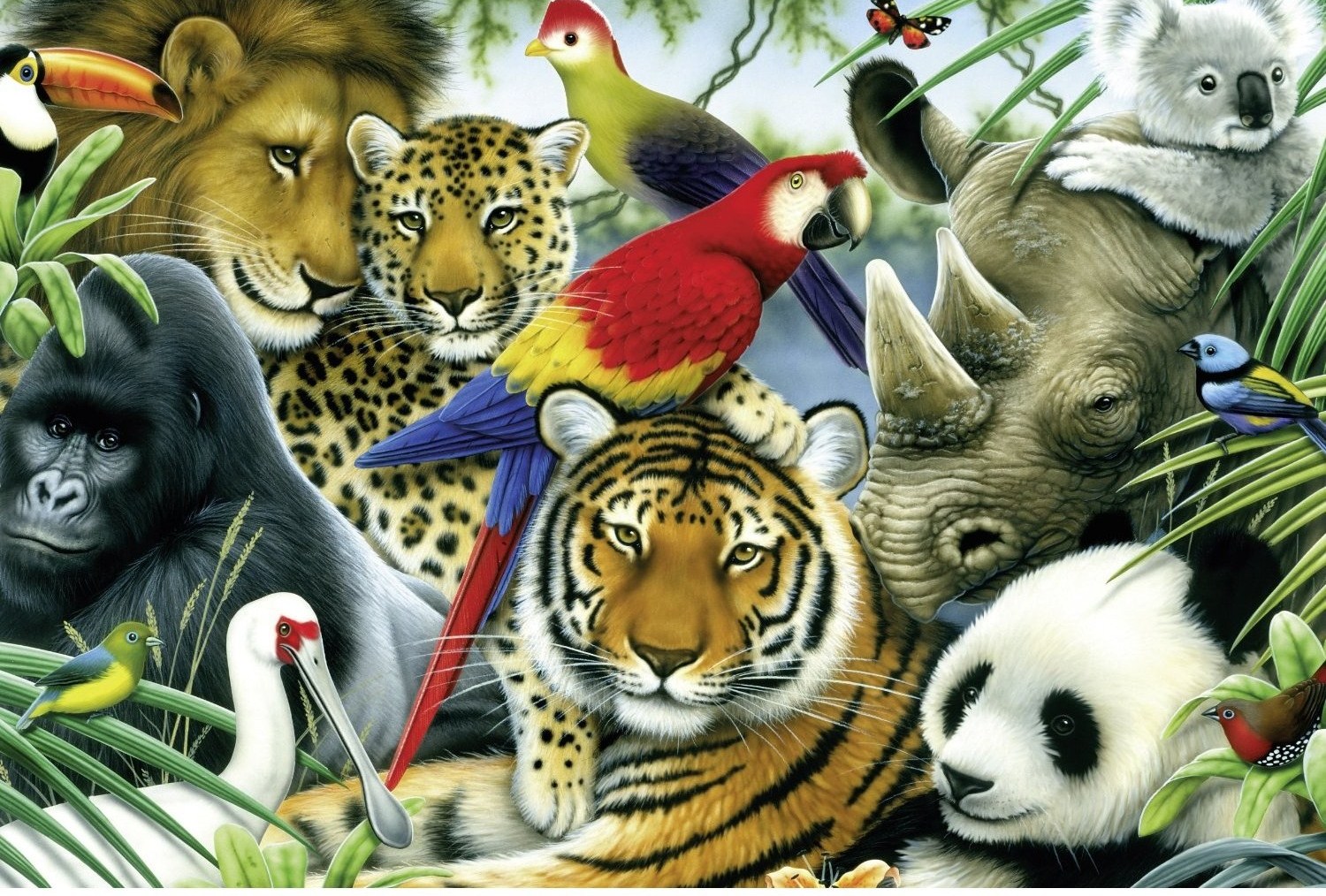 Картина животный мир. Мир животных. Животные джунглей. Много зверей. Царство животные.