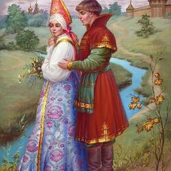 Пазл: Современная федоскинская  лаковая миниатюра