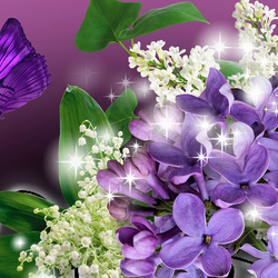 Пазл: Цветы и бабочка