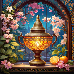 Пазл: Лампа на подоконнике