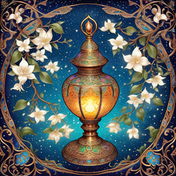 Пазл: Арт с лампой и жасмином