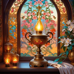 Пазл: Лампа у окна