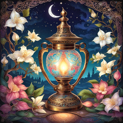 Пазл: Лампа и цветы