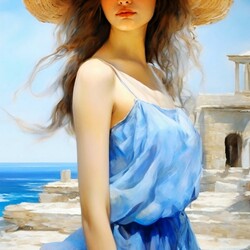 Пазл: Девушка в голубом