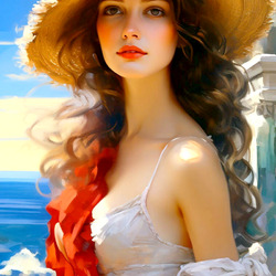 Пазл: Девушка в соломенной шляпе