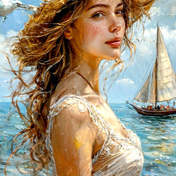 Пазл: Девушка и море