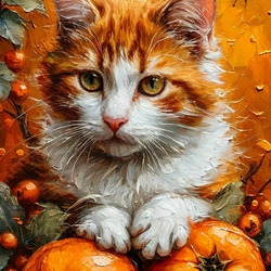 Пазл: Кошка и хурма 