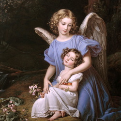 Пазл: Ангел-хранитель у ручья