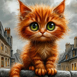 Пазл: Забавный рыжий котёнок 