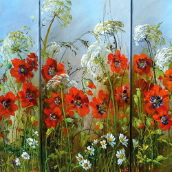 Пазл: Триптих с маками 