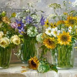 Пазл: Букеты в вазах 