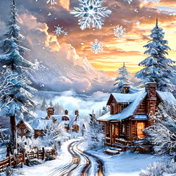 Пазл: Красивый домик у дороги 