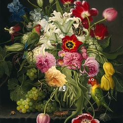 Пазл: Цветы и птицы