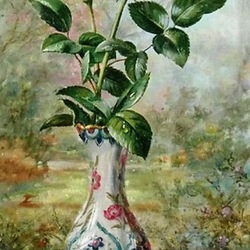 Пазл: Красная роза в вазе 