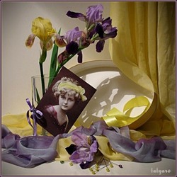 Пазл: Девочка с ирисами