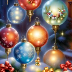 Пазл: Новогодние шары