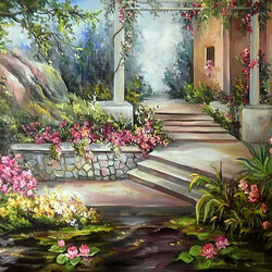 Пазл: Цветы у дома