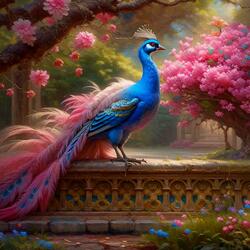 Пазл: Павлин в саду