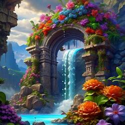 Пазл: Фантастическая арка с цветами