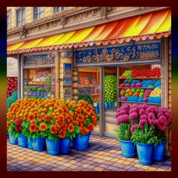 Пазл: У цветочного магазина