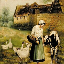 Пазл: Девушка и теленок