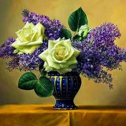 Пазл: Розы и сирень