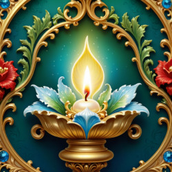 Пазл: Свеча на фоне орнамента