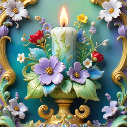 Пазл: Свеча в цветах