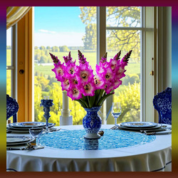 Пазл: Букет гладиолусов у окна