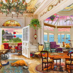 Пазл: Садовый домик у моря 