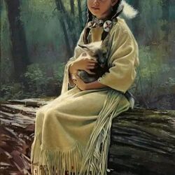 Пазл: Девочка с собачкой