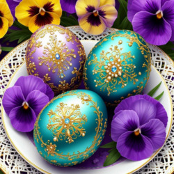 Пазл: Виолы и пасхальные яйца