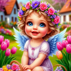 Пазл: Ангелочек пасхальный 