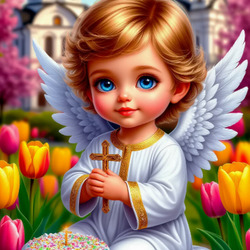 Пазл: Ангелочек пасхальный