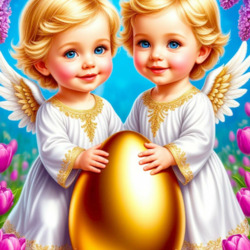 Пазл:  Два ангела с золотым яйцом