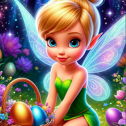 Пазл: Фея Динь Динь с пасхальными яйцами