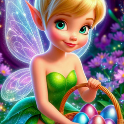 Пазл: Фея Динь Динь с пасхальными яйцами