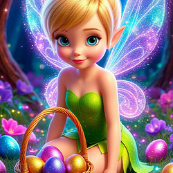 Пазл: Фея Динь Динь с пасхальными яйцами