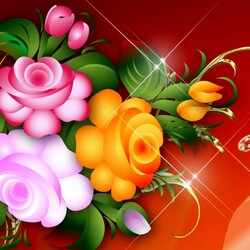 Пазл: Розы и бабочка