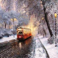 Пазл: Зимний трамвай