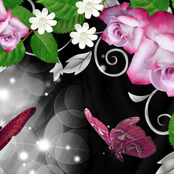 Пазл: Цветы и бабочки