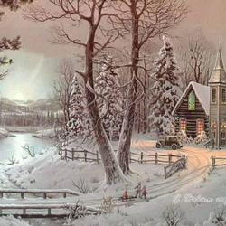 Пазл: Заснеженный дом