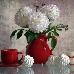 Пазл: Натюрморт с георгинами