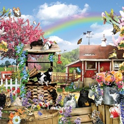 Пазл: Кошки на ферме