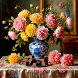 Пазл: Букет пионов