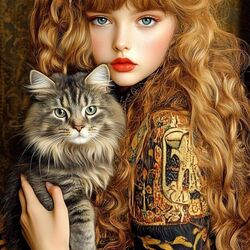 Пазл: Девочка с котом