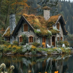 Пазл: Домик у озера